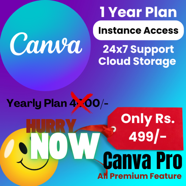 Canva Pro Yearly Plan at  Only Rs 499